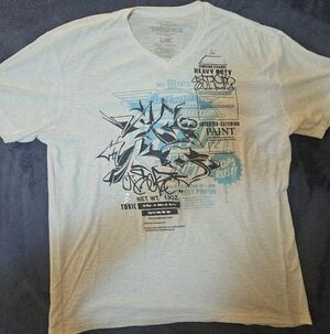 Men's Marc Ecko/Ecko Unlimited V neck Tee with Blue and Black Graphic